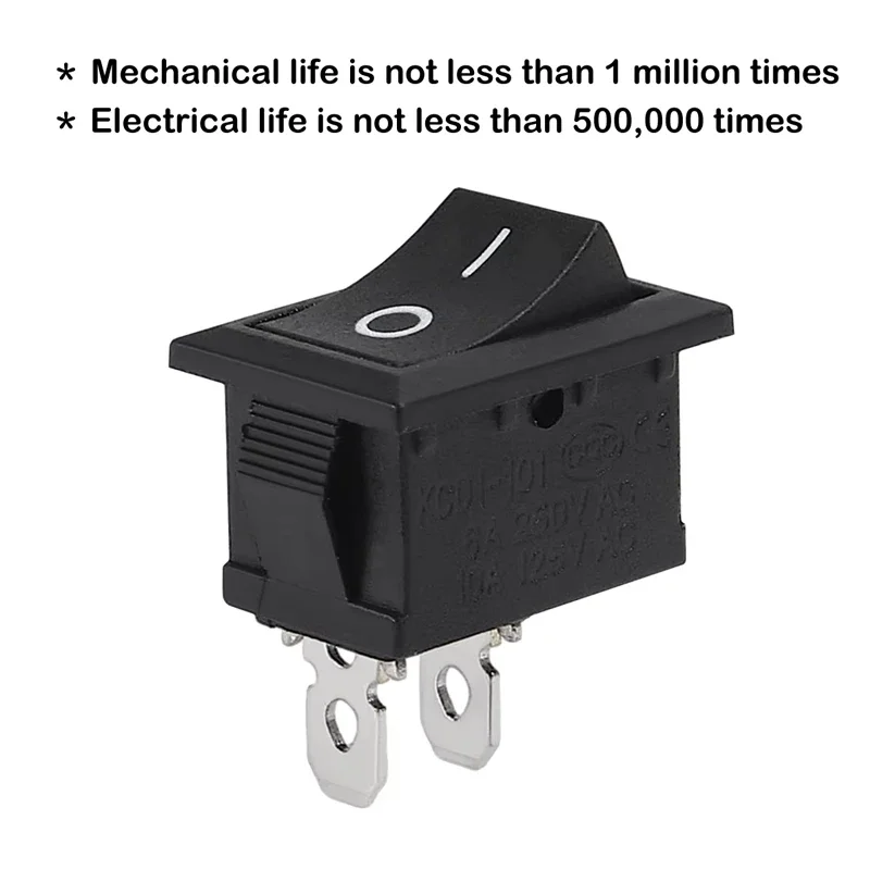15 peças mini interruptor rocker spst preto e vermelho interruptores botão ac 250v 3a/125v 6a 2 pinos i/o 10*15mm interruptor liga-desliga rocker