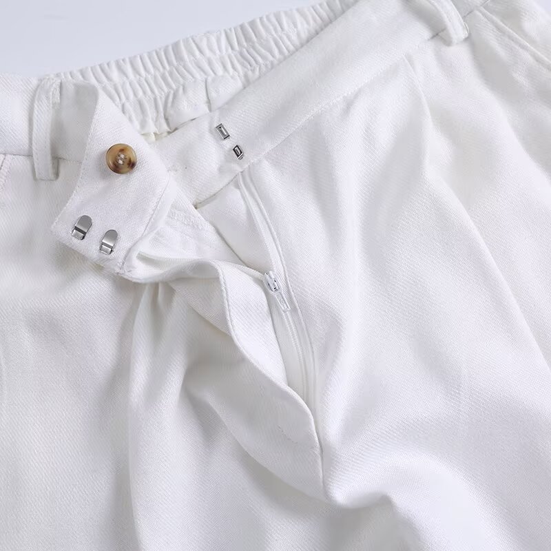 Tangada 2025 Women Summer Linen Viscose Pants Trousers Female Elegant Quality Pants 4C0161