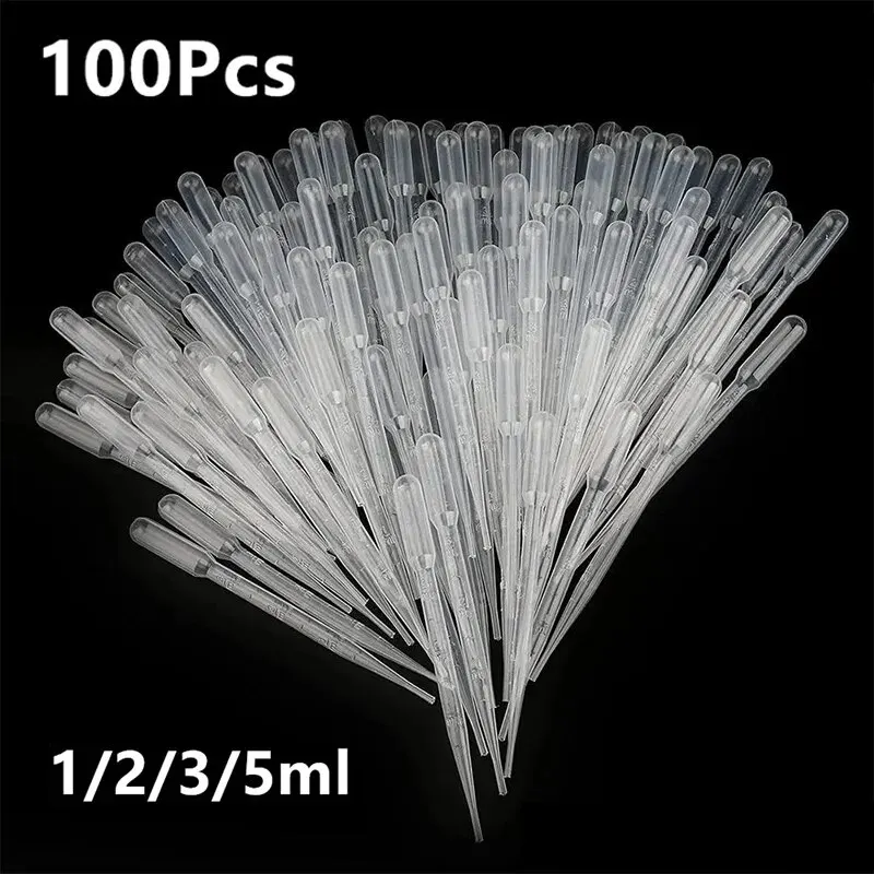 100 Pz/lotto Pipetta Da Laboratorio 1ml 2ml 3ml 5ml Contenitore Graduato Usa E Getta di Plastica Contagocce Liquido Attrezzature Paglia Strumenti di Trucco
