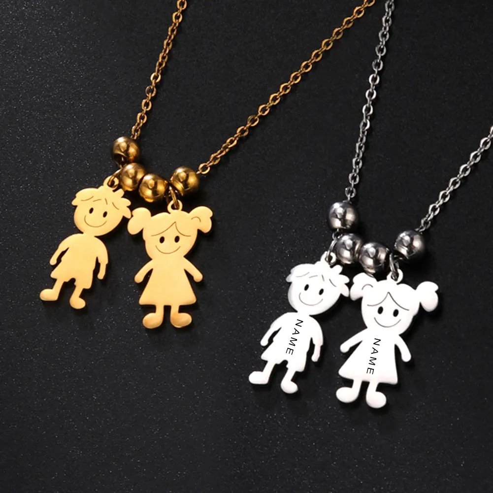 ส่วนบุคคลเด็กผู้หญิงสร้อยคอ CUSTOM CHAIN ชื่อแม่เด็กครอบครัวของขวัญวาเลนไทน์สําหรับผู้หญิงผู้ชายสแตนเลสจี้เครื่องประดับ