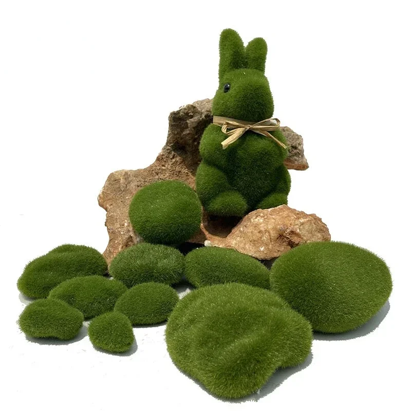 10Pcs Artificial Green Moss Plants Simulated Moss Stone Creative Home Garden Lawn Floor Ornament Landscape Bonsai Decoration