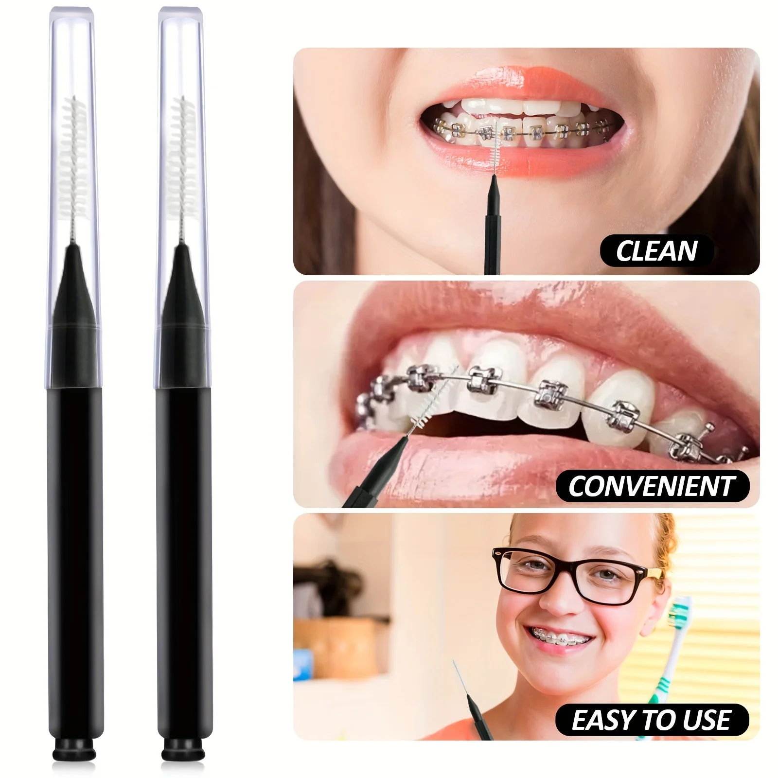 30pcs interdentaires droites pour adultes, nettoyage des brosses interdentaires, appareils orthodontiques, espaces entre les