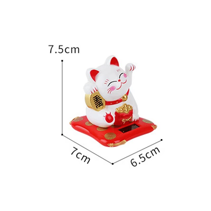 Holiday Seasonal Décor 2.5 Japanese Solar Wave Hand Lucky Cat Car Decorations New Year Figurines & Miniatures Hanging 1pc