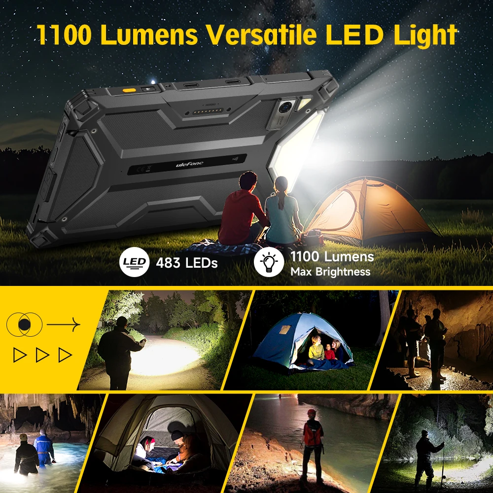 【2024 Neu】Ulefone Armor Pad 4 Ultra 5G Robustes Tablet Android 14 IP68/IP69K 11800 mAh Akku Bis zu 16 GB + 256 GB 10,36 Zoll LED-Licht
