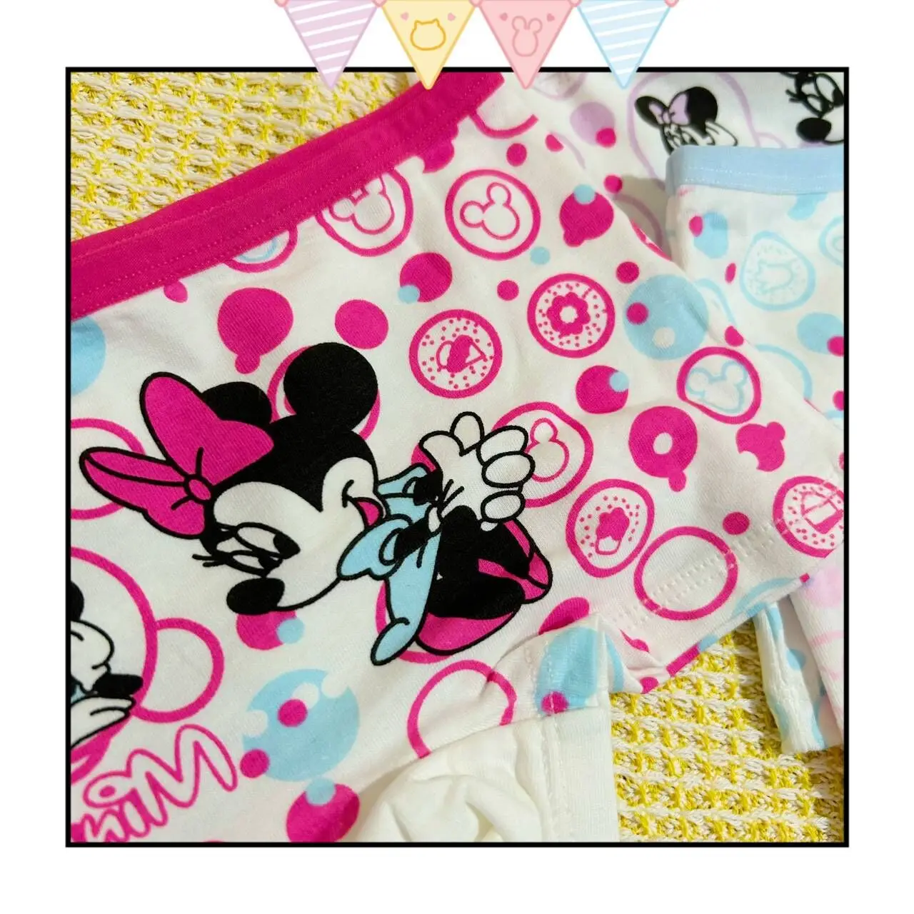 2 ชิ้น/ถุง 2-10Y สาวใหม่ Minnie mouse ชุดชั้นในการ์ตูนเด็กกางเกงยีนส์เด็กกางเกงเด็กกางเกงมุมแบนกางเกงสั้น