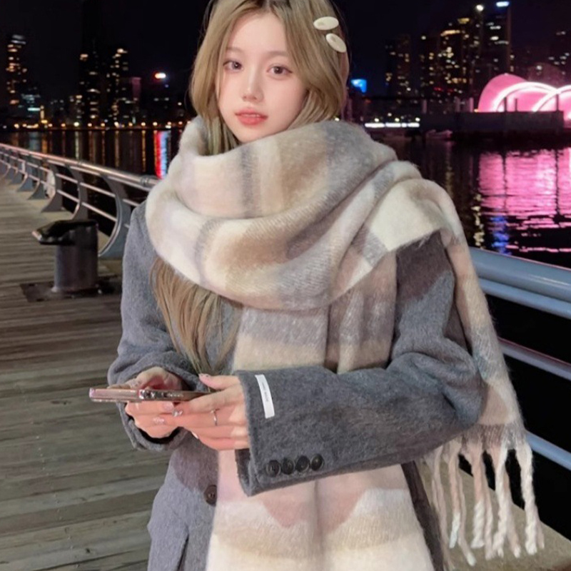2024 inverno imitação de cachecol de caxemira para mulheres maillard high-end estilo coreano quente retro moda versátil xale grosso