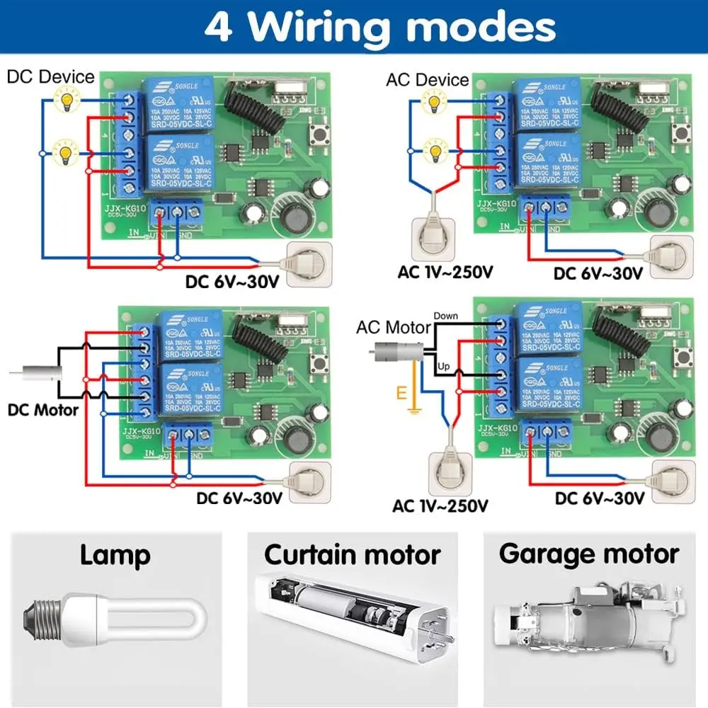 Remote Control Wireless Switch 433Mhz DC 12V 1CH RF 10A Relay Receiver and 2CH Transmitter For Door Electromagnetic Lock
