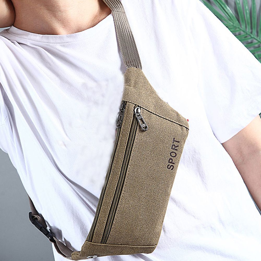 Riñonera con múltiples bolsillos para hombre y mujer, bolsa de cintura, bolso de cadera, bolso de cinturón de lona, cartera informal