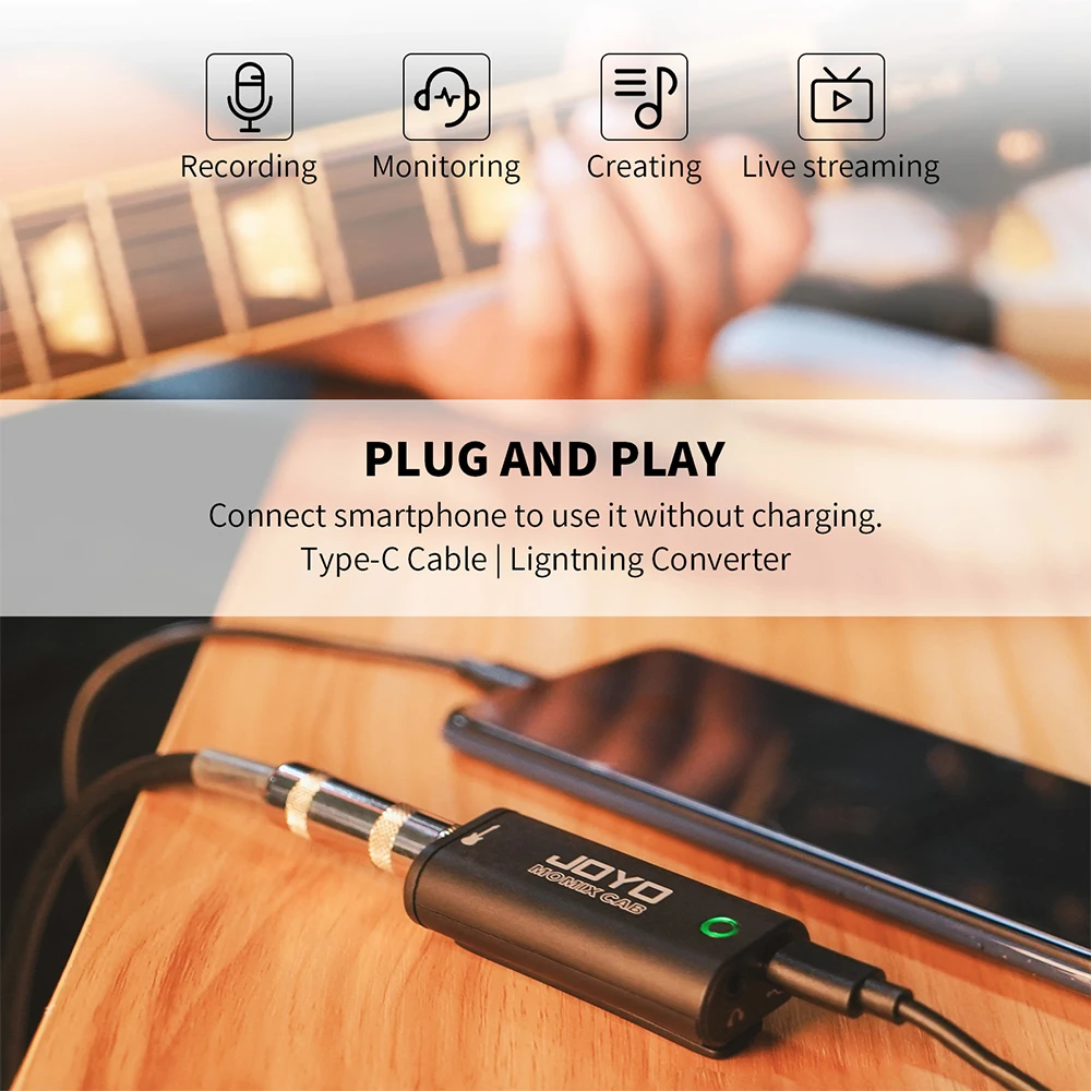 JOYO MOMIX CAB Mini Audio Mixer Guitar Sound Card USB Interface Stereo Audio Output for Smart Phone and PC Live Recordings