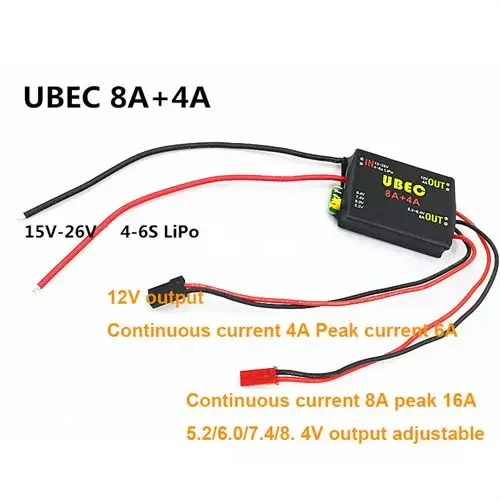 4S-6S 15-26V UBEC-8A BEC DUAL UBEC 8A + 4A 5,2 V/6.0V/7,4 V/8,4 V Servo fuente de alimentación separada RC coche ala fija avión Robot brazo
