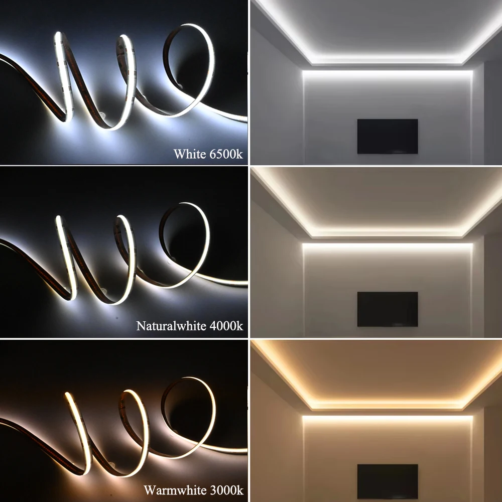 USB Tuya Zigbee COB LED Strip 5V 1m 2m Warm Natural white Dimmable Tape Lamp Night Light Room Decor For Alexa Google SmartThings