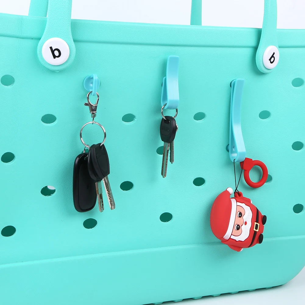 3 ชิ้น/เซ็ตตะขอพลาสติก Multi-Purpose Charm Hooks Universal Key Holder Organizer สําหรับ Bogg Tote Bag