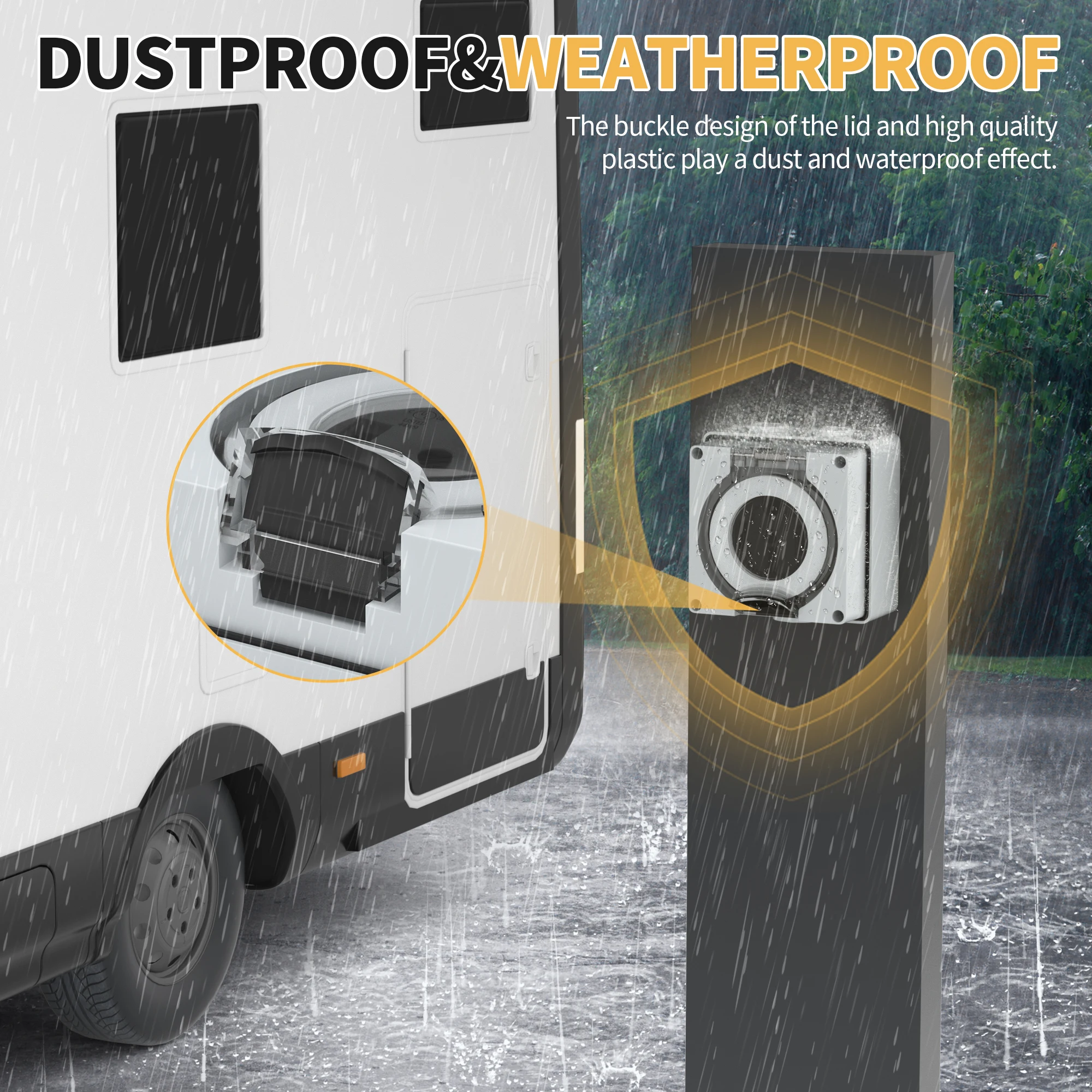 DaierTek 50 Amp RV Outlet Box 125/250V NEMA 14-50R RV Receptacle Weatherproof Electrical Power Outlet Panel for RV Camper Traile