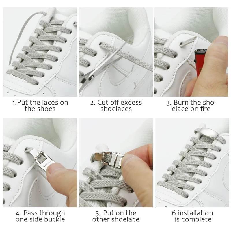 1Pair Metal Lock Elastic Tieless Shoelaces Sneakers Lazy No Tie Shoe Lace for Kids Adult Sneakers Metal Lock Laces Shoe Strings
