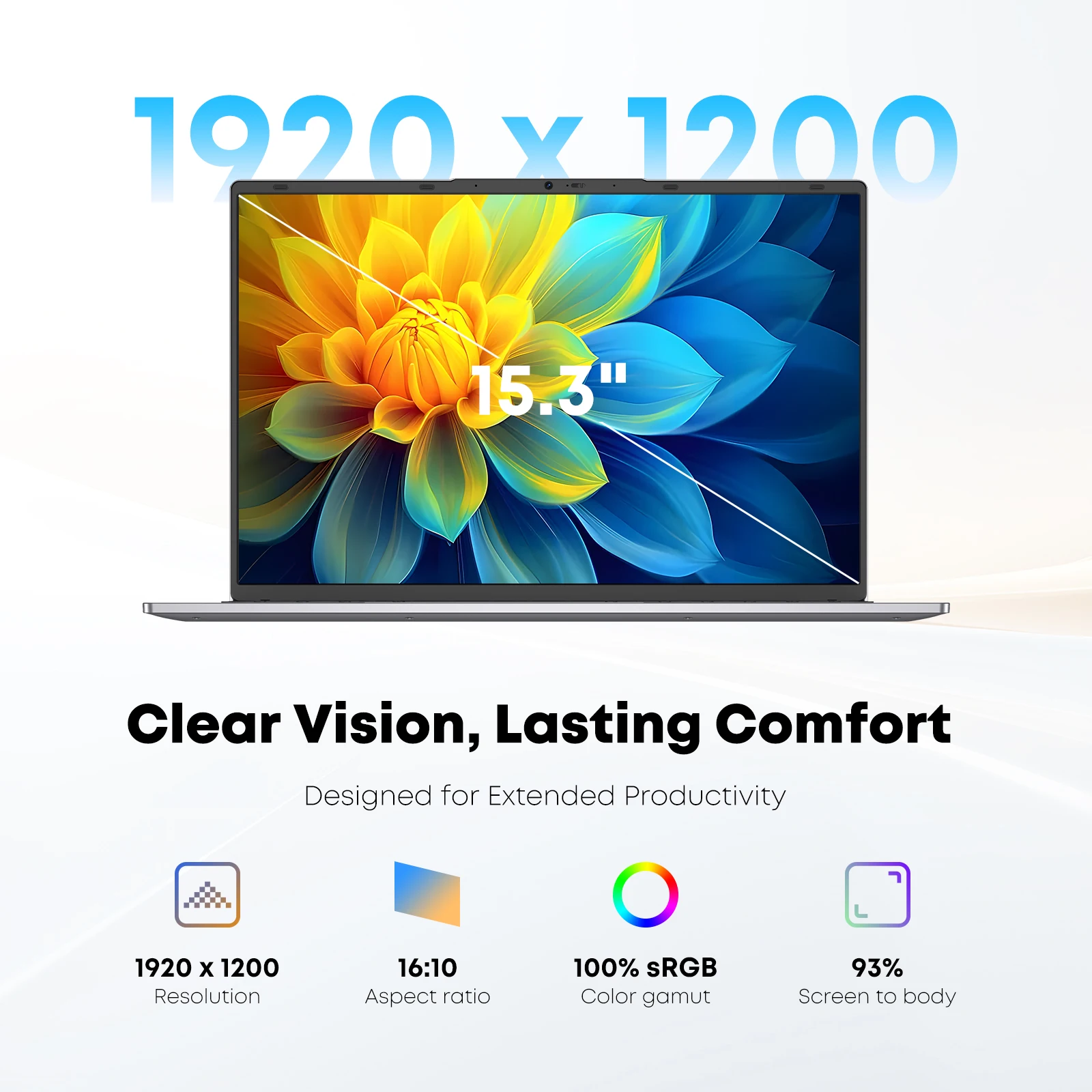 Laptop - Intel Core i5-8210Y (up to 3.6GHz), 24GB RAM/512GB SSD, Window 11 Pro, 1920x1200 100% sRGB Display