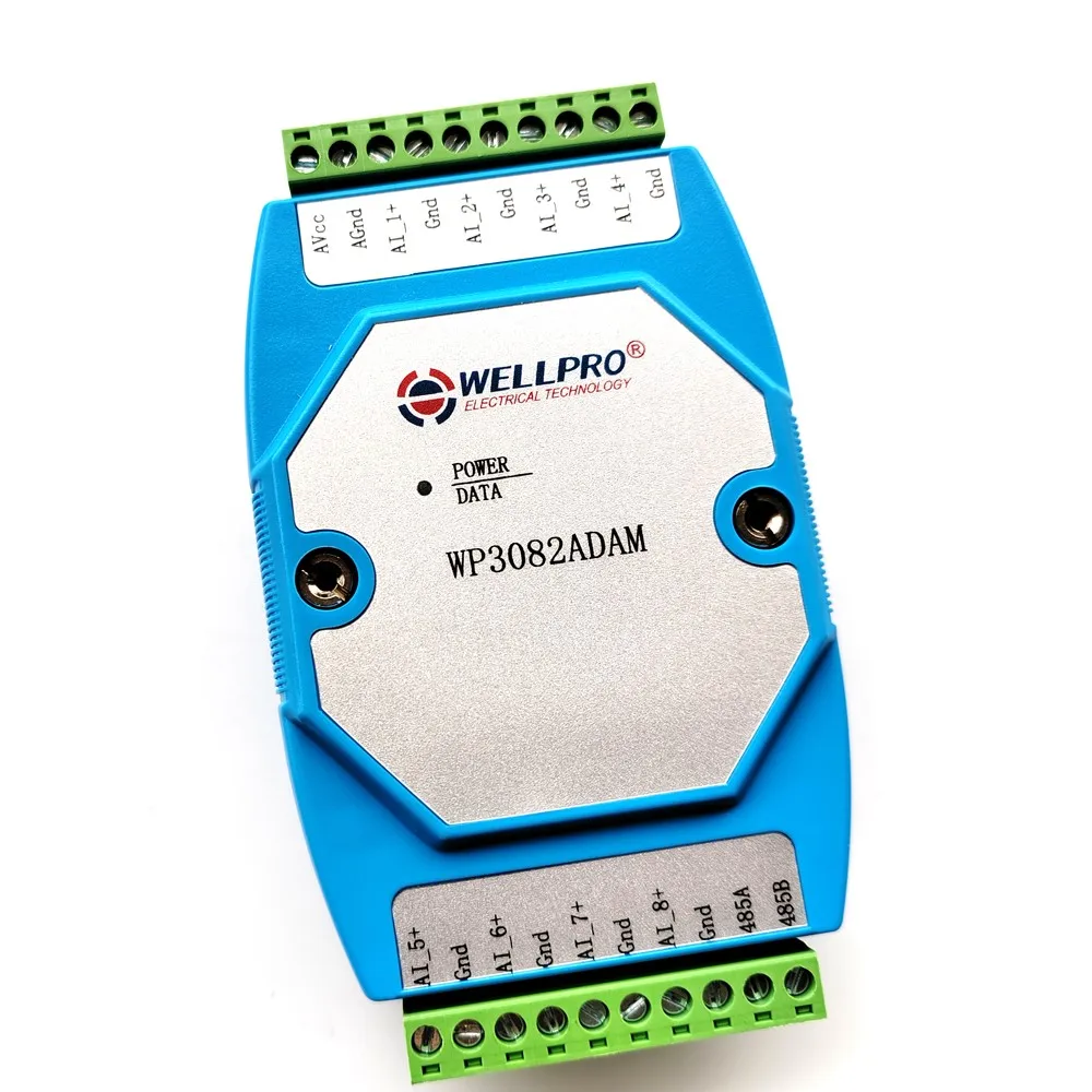 WP3082ADAM 8AI 0-20MA Of 4-20MA Analoge Ingang Module Din Rail RS485 Modbus Rtu Communicatie Wellpro