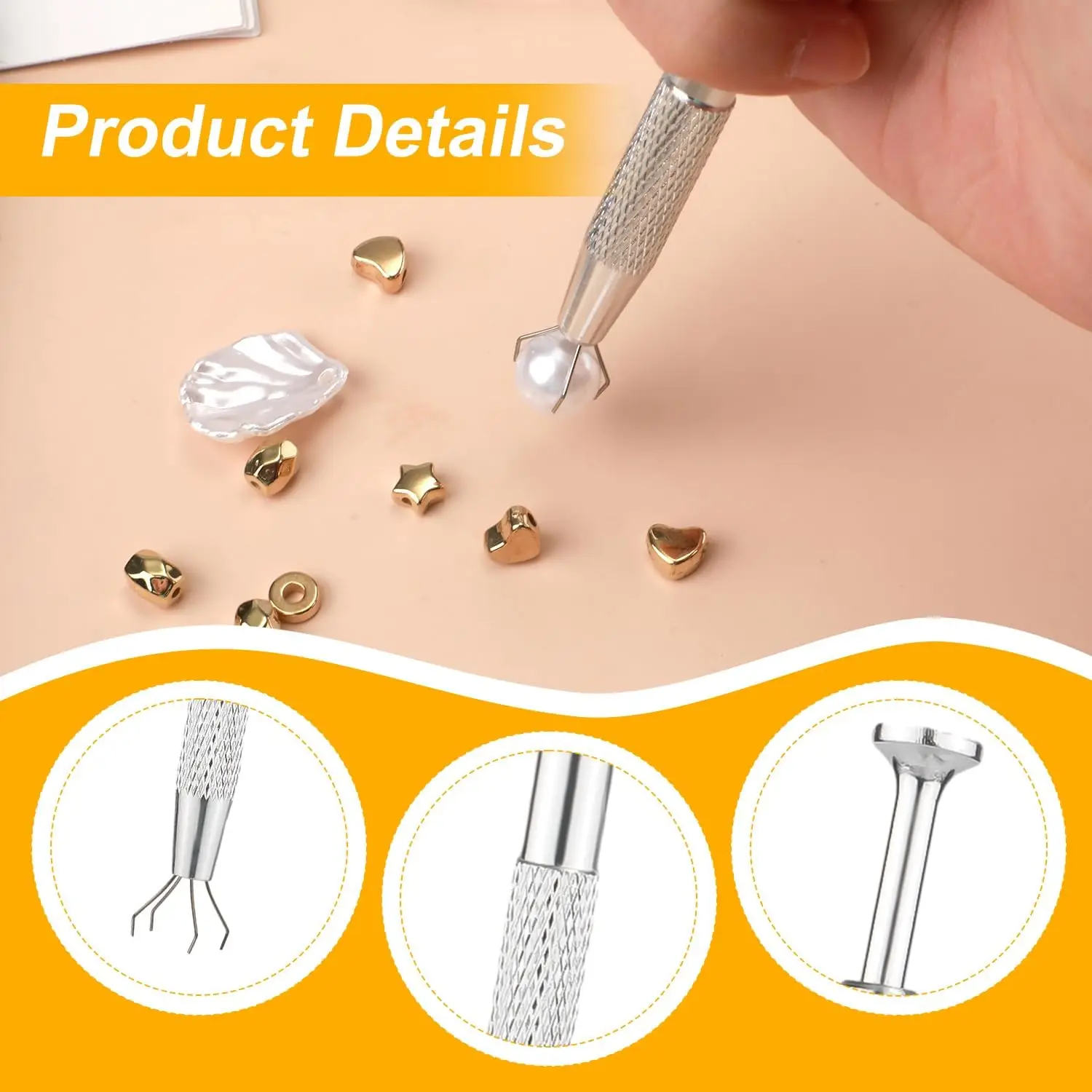 Professional ผู้ถือเครื่องประดับเจาะ Ball Grabber สกรูลูกปัด Pick Up ปากกาเครื่องมือ Gripper Prong แหนบ W/4 กรงเล็บ DIY ทําเครื่องมือ