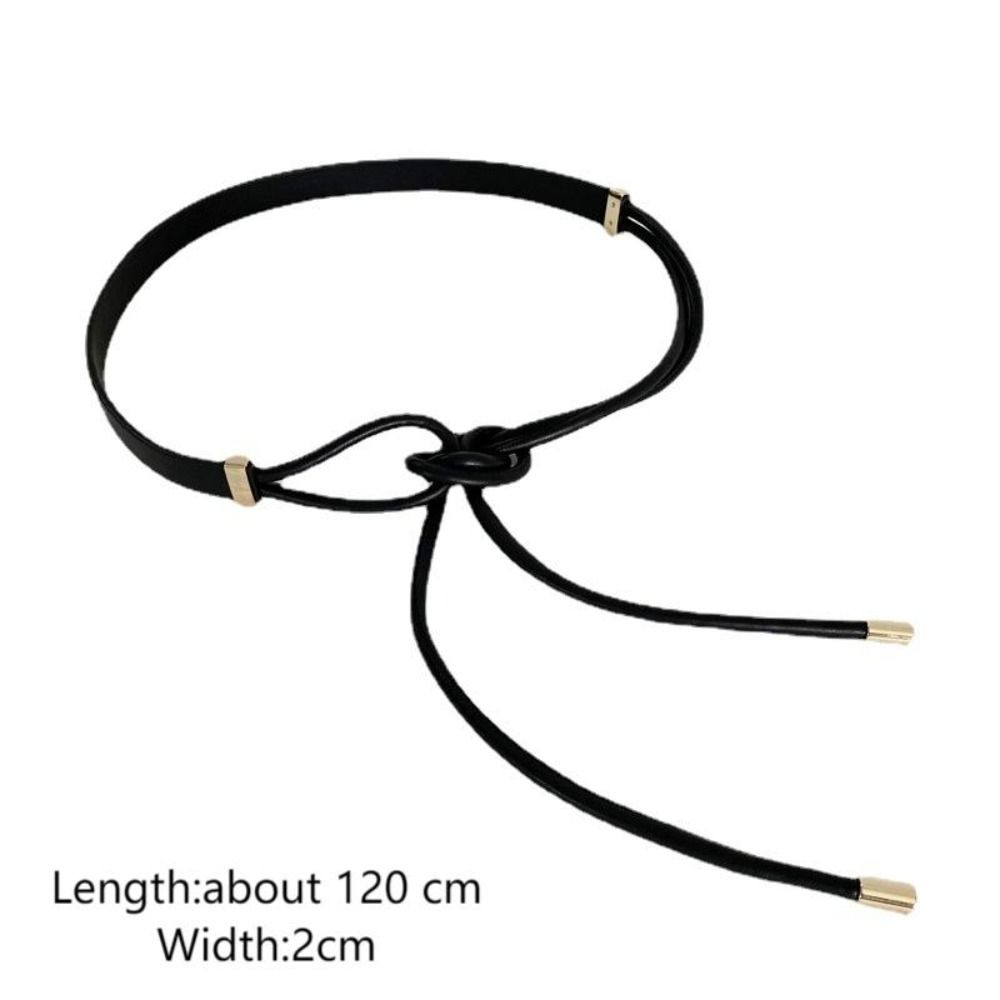 Cinturones de cuero PU con nudo para mujer, correa de cintura sin agujero, Color sólido, ajustable