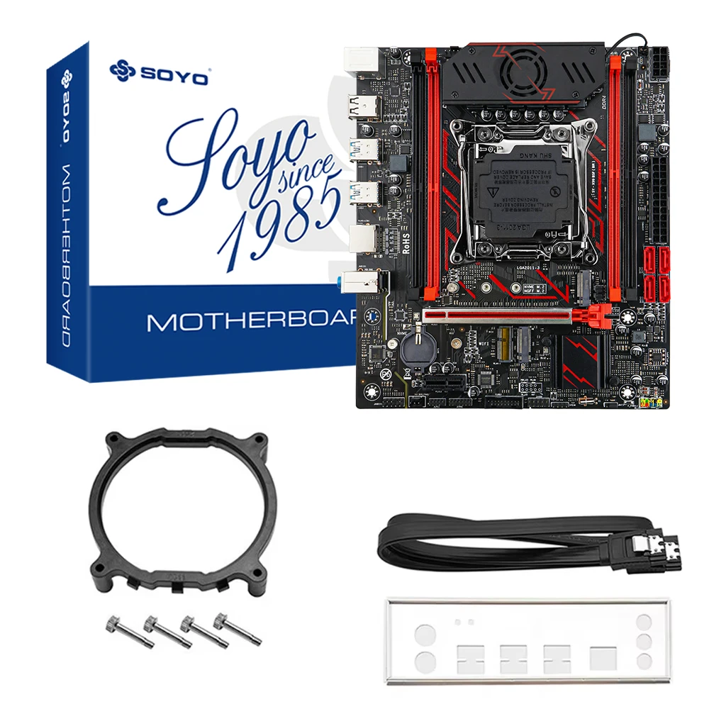 SOYO X99 Gaming Moederbord Set C612 Chipset TPM2.0 Pin met E5 2680 V4 CPU & DDR4 16G (2*8G) 2133MHz RAM PCIE3.0 voor Desktop PC
