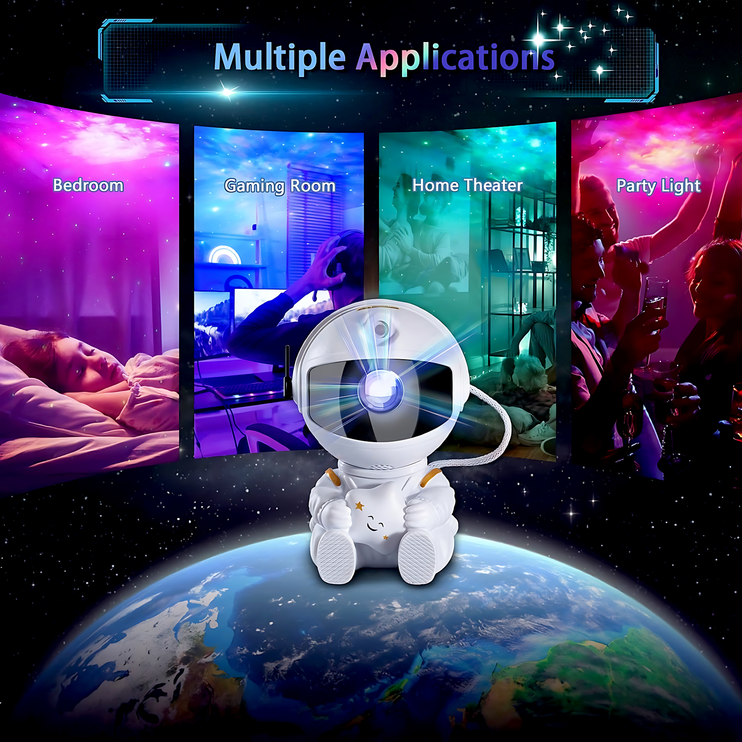 โปรเจคเตอร์ดาว Galaxy Night Light นักบินอวกาศโปรเจคเตอร์อวกาศ Starry เนบิวลาเพดานโคมไฟ LED สําหรับห้องนอนตกแต่งบ้านเด็กของขวัญ
