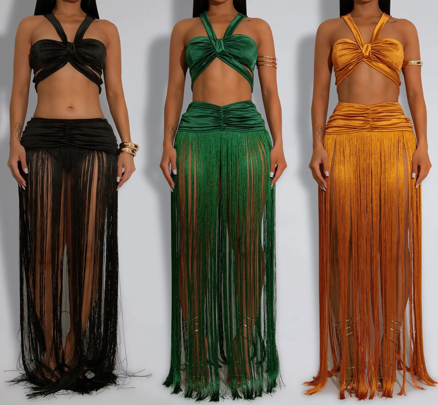 Conjunto de 2 peças das mulheres vestidos longos roupas femininas bodycon verão elegante vestidos de festa borla noite aniversário vestido de baile hxy261 hxy