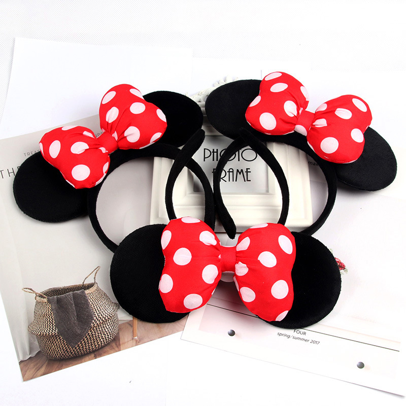 Đèn LED Đeo Đầu Chuột Minnie Tai Nơ Chấm Bi Dạ Quang Băng Đô Quấn Tóc Flash Trẻ Em Đèn Phụ Kiện Tóc Đèn Nhiều Màu Sắc Đồ Chơi