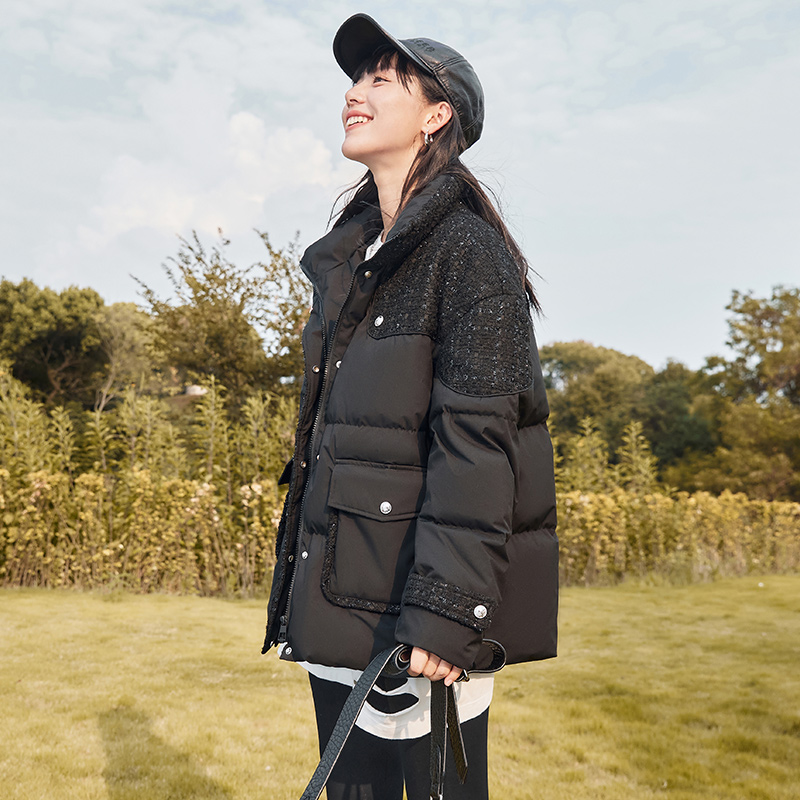 Semir Daunen jacke Frauen verlieren Stehkragen kleinen duftenden Stil elegantes Spleißen 2023 Winter neue reife modische dicke Coa