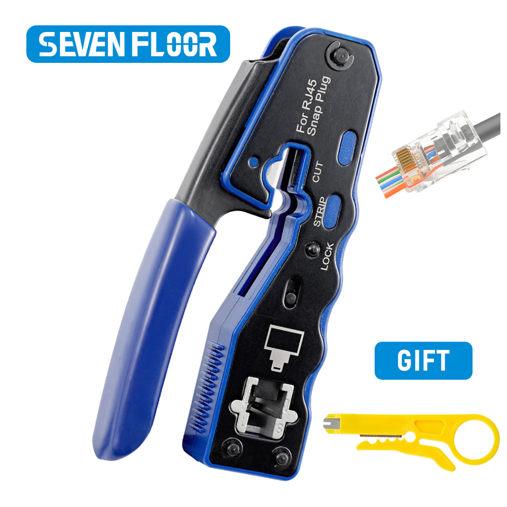 LAN RJ45 Crimp Tool Pass Through Crimper Stripper Cutter für Cat6 Cat5 8P8C Modularstecker Ethernet All-in-One-Drahtwerkzeug