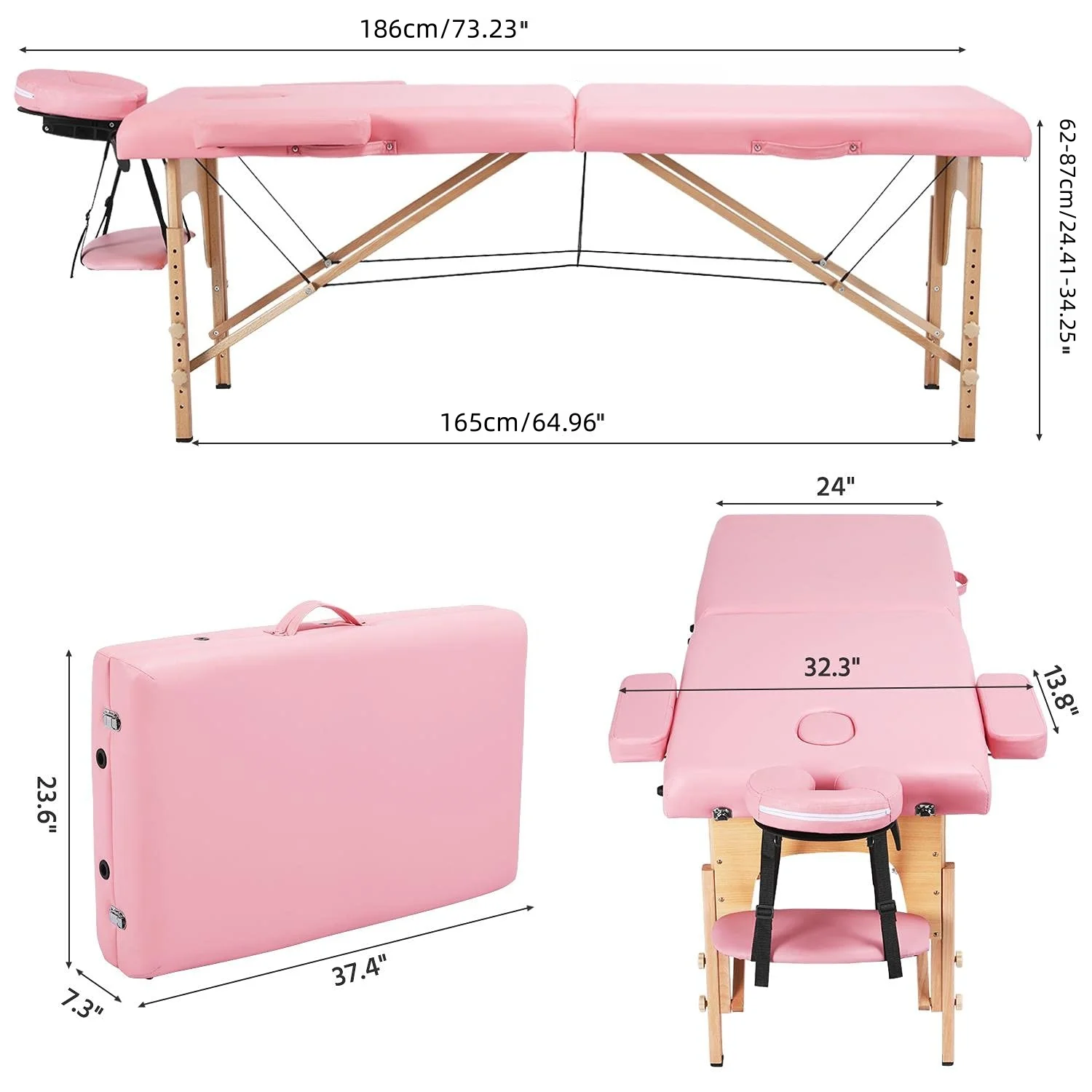Cama de massagem portátil, altura ajustável, cama de spa, dobrável, leve, estética, cama de tatuagem para spa, terapia clínica