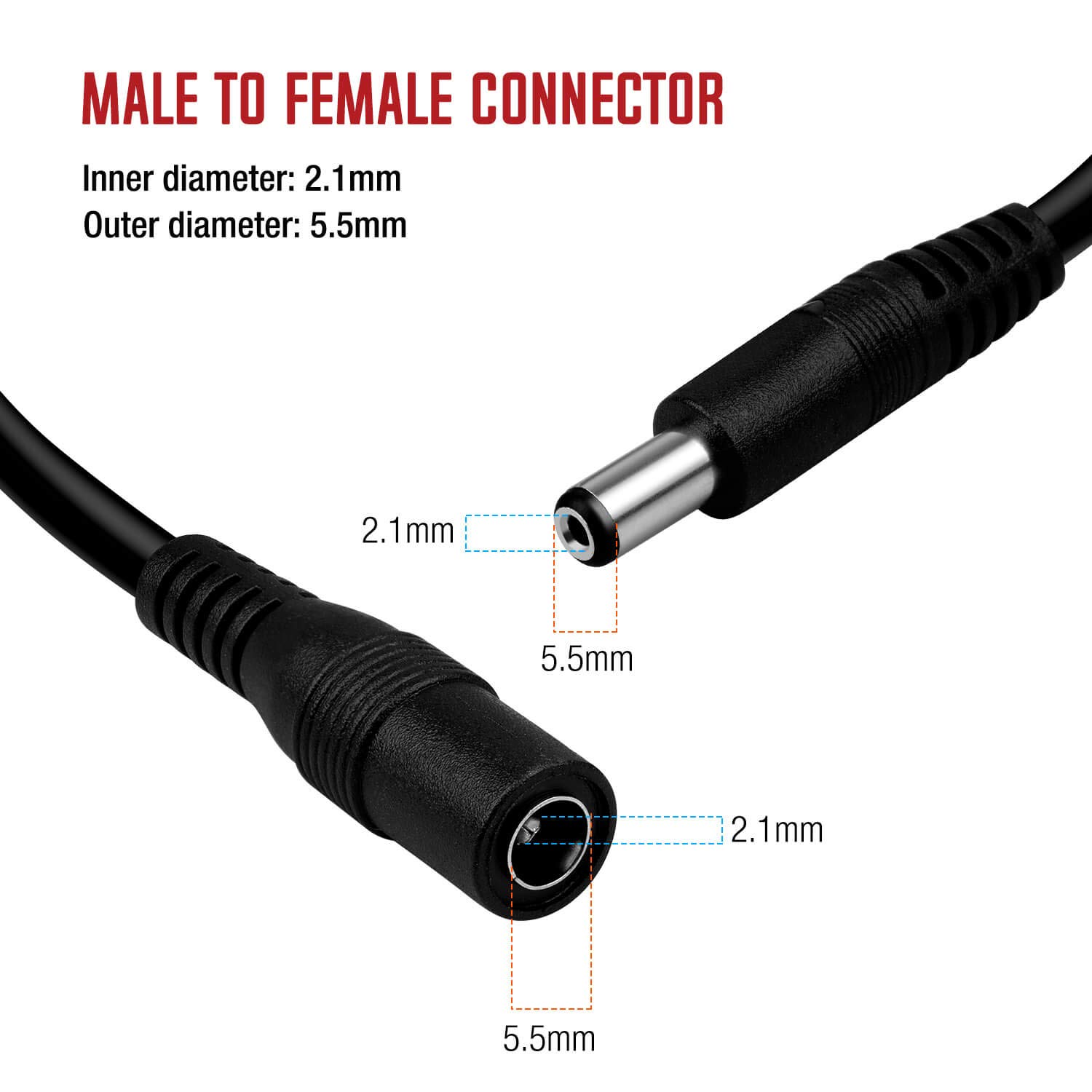 Przedłużacz zasilania DC 10M/5M 5,5 mm * 2,1 mm Adapter Jack Kabel żeński do męskiej wtyczki zewnętrznej do elektroniki