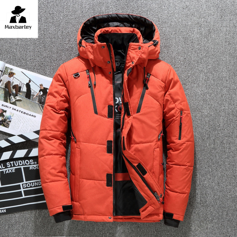 2024 Herren weiße Enten Daunen jacke warme Kapuze dicke Puffer Jacke Mantel männlich lässig hochwertige Mantel thermischen Winter Parka