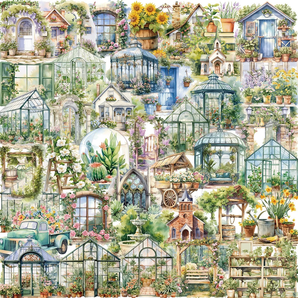 10/30/50pcs Cartoon Creativo Capanna Da Giardino Piccolo Fresco PET Adesivi Decorativi Conto A Mano Decalcomanie Decorazione Del Telefono Del Computer Portatile adesivo