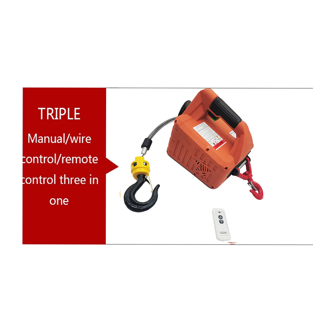 Polipasto eléctrico portátil de 500KG, cabrestante manual, bloque de tracción, cable de acero eléctrico, polipasto de elevación, cuerda de remolque de 220V/110V
