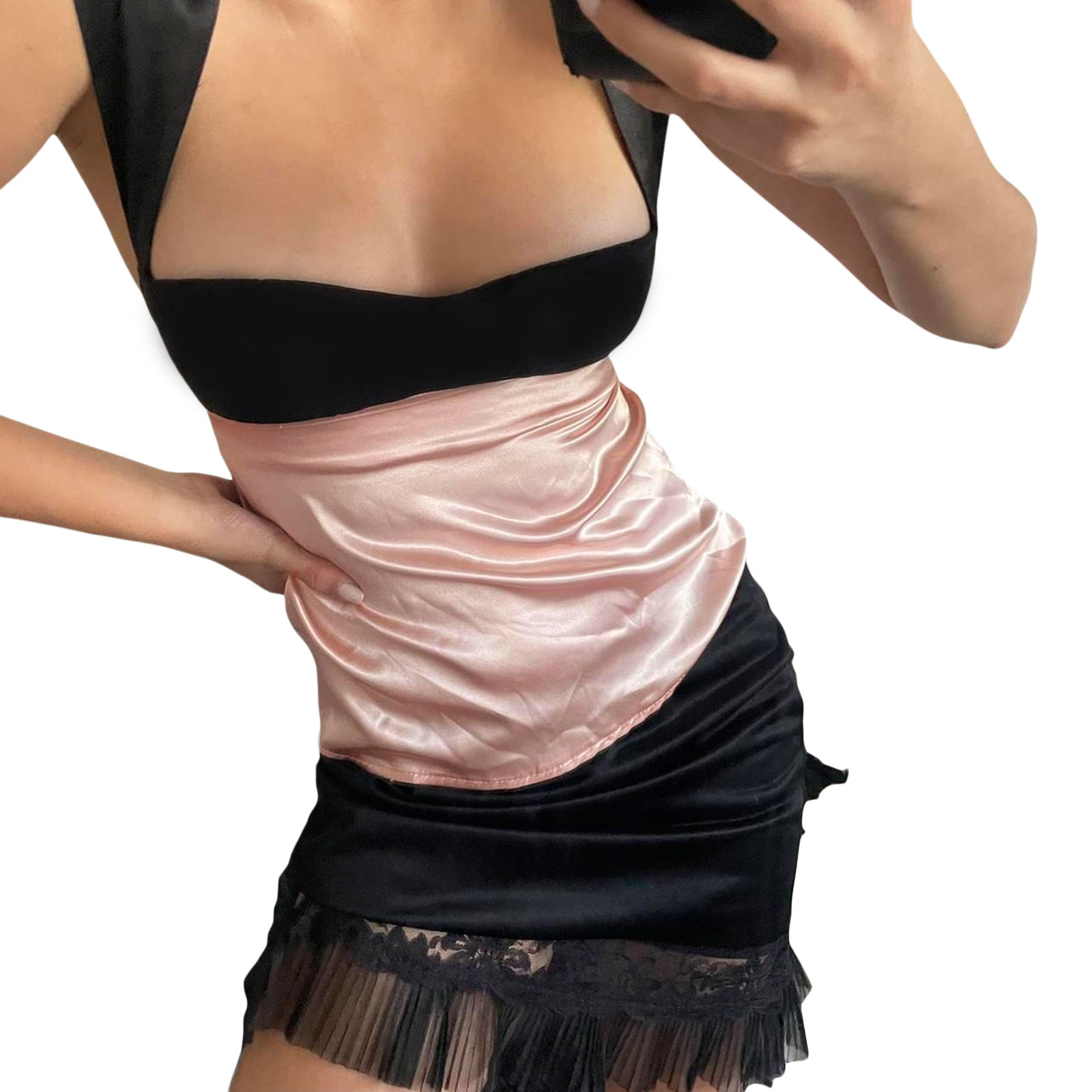 Fairy Grunge atasan Cami untuk wanita Crop Top estetika grafik atasan Gothic tanpa lengan kamisol Backless Y2k Streetwear d16