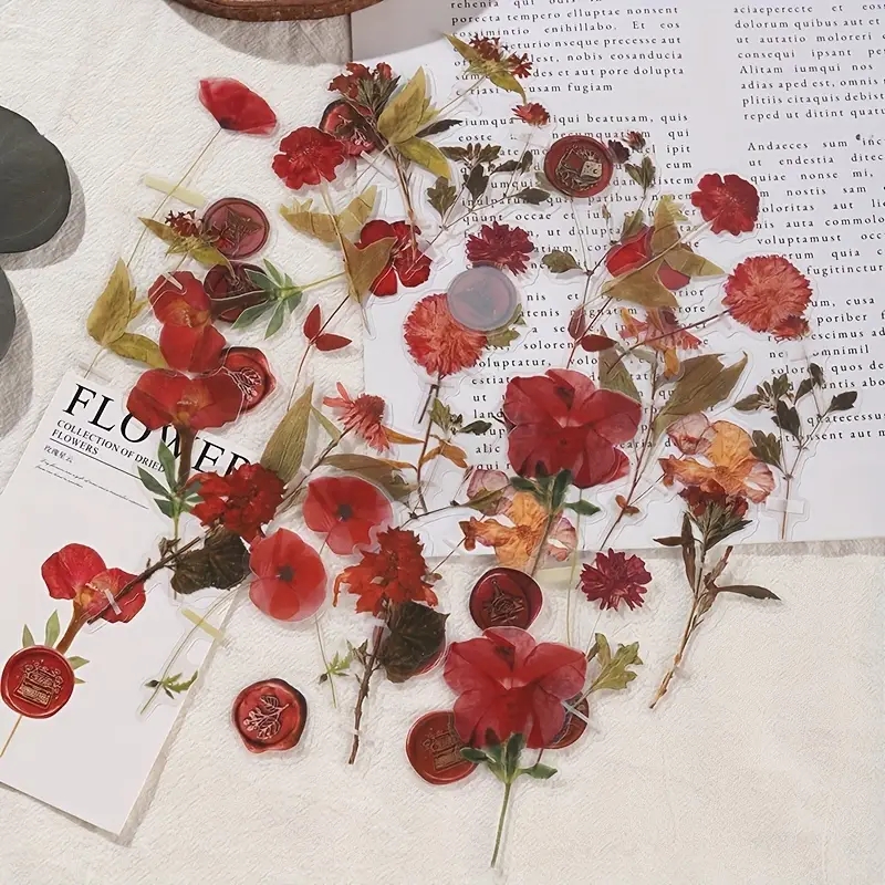 JIANQI 40 pcs Dried Flower Collection Record PET Stickers Decorative handmade Scrapbooking Material Diary Album Craft Supplies