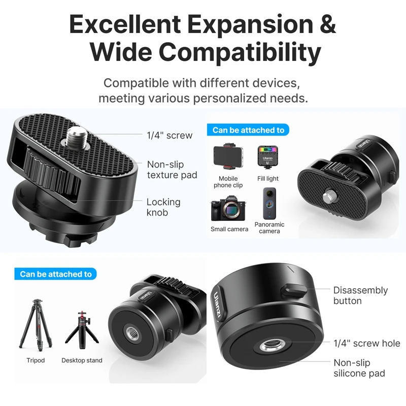Ulanzi Go-Quick Ⅱ Magnetic Quick Release Adapter Mount Set with 1/4'' Screw for Gopro 12 11 10 9 8 7 6 5 DJI OSMO Insta360