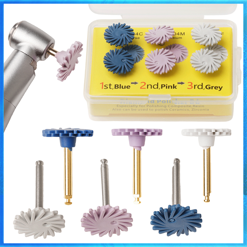 6 Teile/satz Dental Gummi Polierer Verbund Harz Polieren Discs Diamant System Burs RA Zahnmedizin Polnischen Rad Spirale Flex Werkzeuge