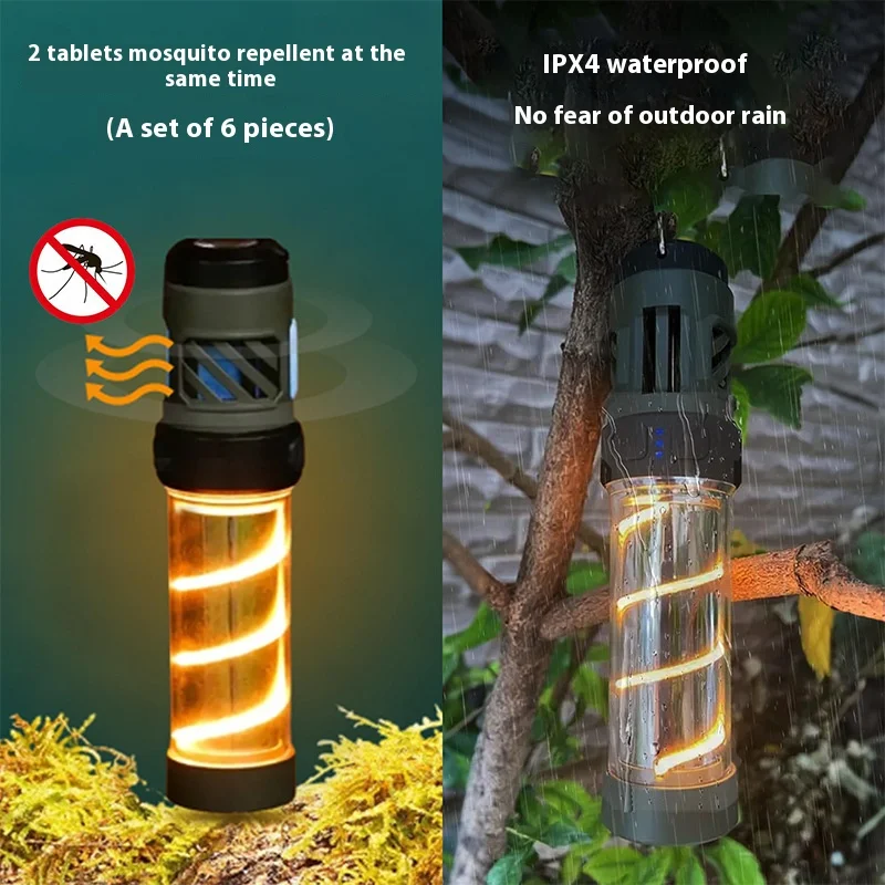 Multifunktions-Camping-Mückenlampe, wiederaufladbar, tragbar, LED-Taschenlampe, Außenbeleuchtung, Mückenschutz-Licht mit Stativ