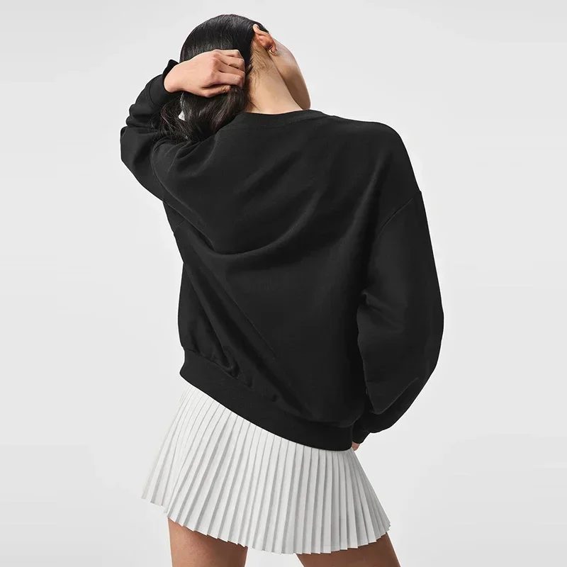 Goddess-Sudadera de cuello redondo de Yoga, ropa deportiva neutra, Top de manga larga de Color sólido informal, sudadera cómoda, moda de otoño e invierno