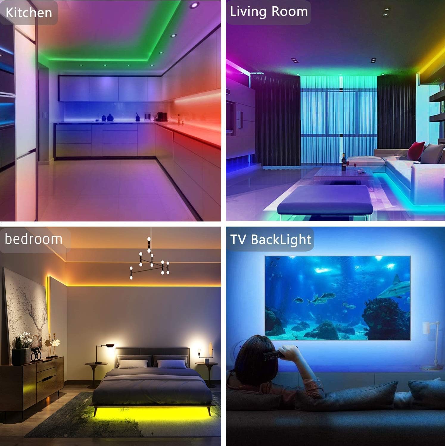 ชุดแถบ LED อัจฉริยะ USB รีโมทคอนโทรล 24 ปุ่มและแอพ เหมาะสําหรับไฟแบ็คไลท์ทีวีและคอมพิวเตอร์ ห้องนอน ห้องครัว และงานปาร์ตี้