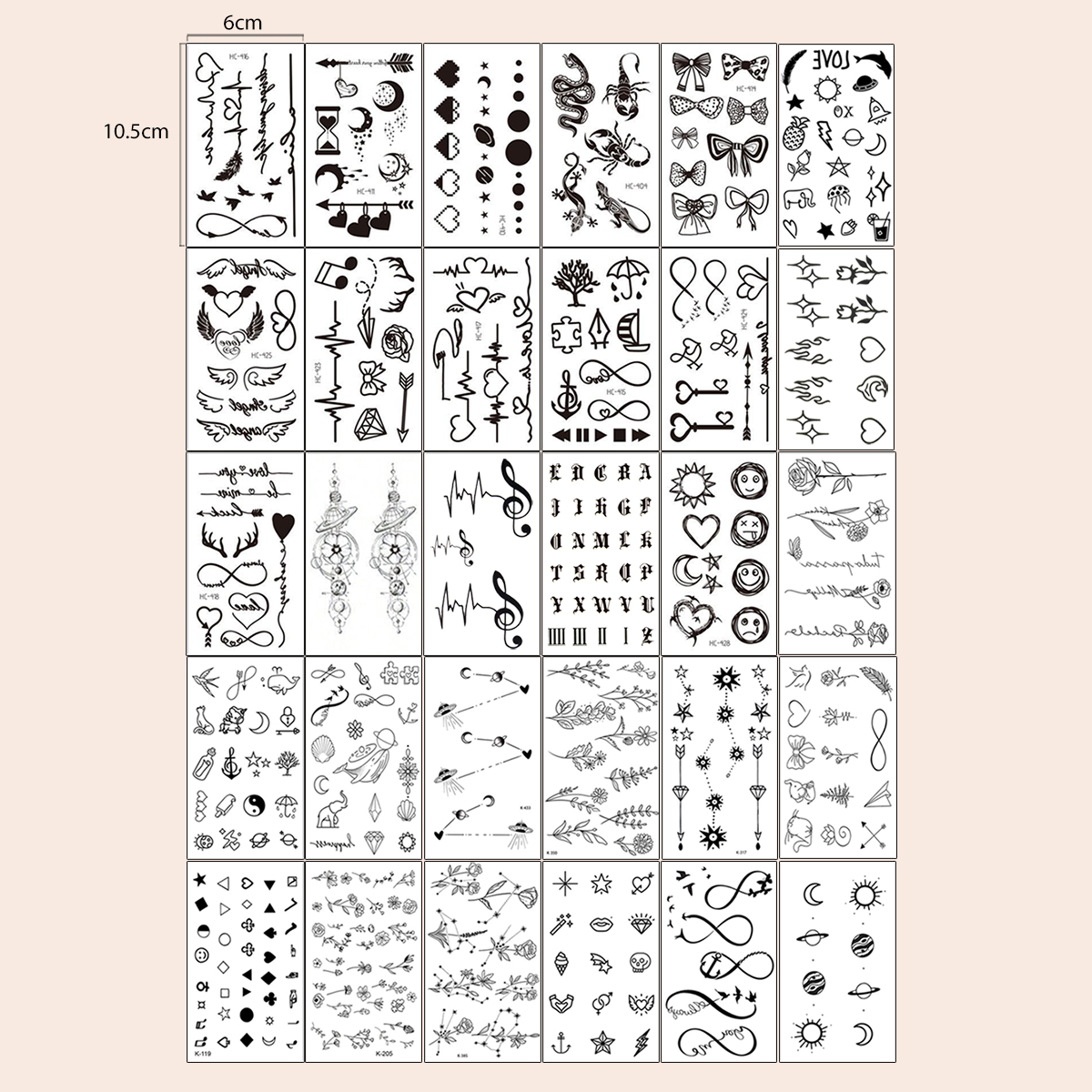 男性と女性のための一時的な入れ墨のステッカー,小さなパターン,羽,ハート,鳥の表現,ボディーアート,腕,30個