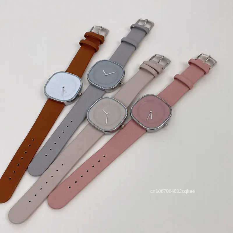 ผู้หญิงหรูหรานาฬิกา Minimalism Square Dial สายหนังนาฬิกาควอตซ์ใหม่นาฬิกาคู่นาฬิกาข้อมือ Montre Femme Reloj