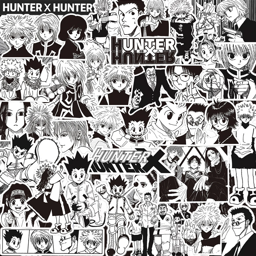 10/30/70pcs Anime giapponese HUNTER×HUNTER adesivi classici fantastici decalcomanie decorazione laptop telefono bagagli adesivo Manga bianco nero