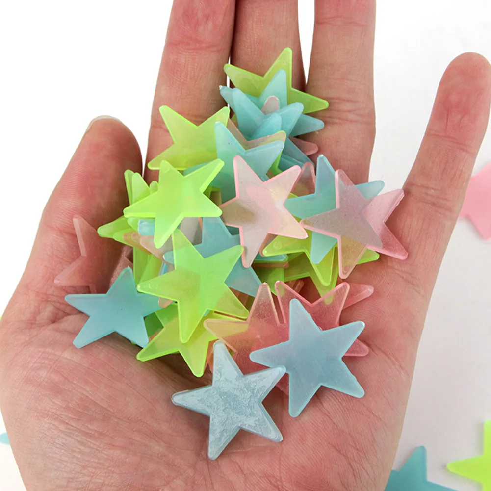 100 ピース/セット星発光ウォールステッカー暗闇で光る子供のためのベビールームの装飾デカールカラフルなスターホーム DIY 装飾壁画