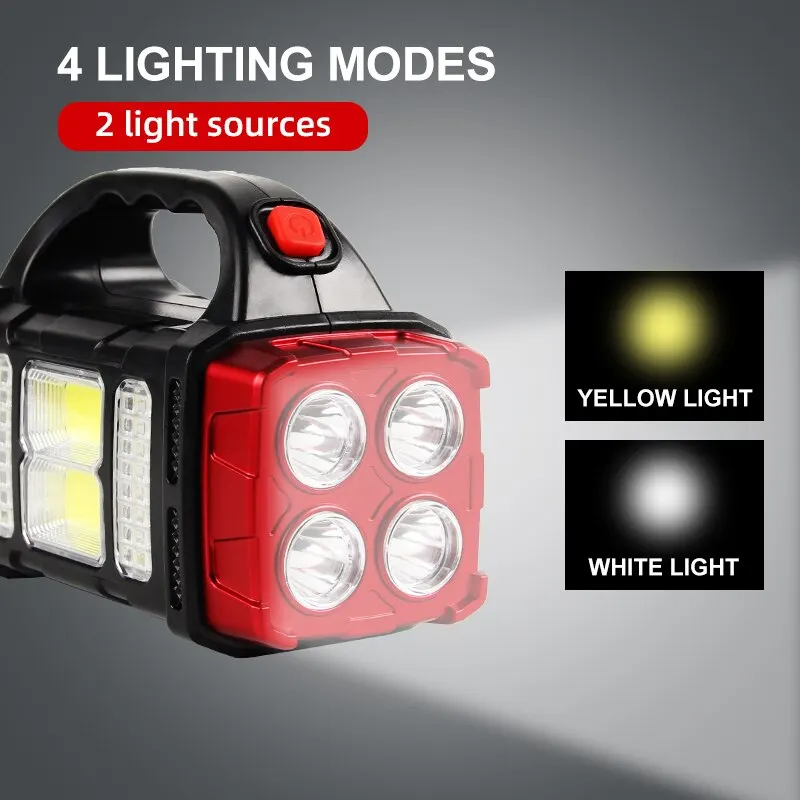 Solarbetriebene LED-Campingleuchte: Tragbarer Dual-Mode (Flächenlicht und Strahler) mit USB-Aufladung