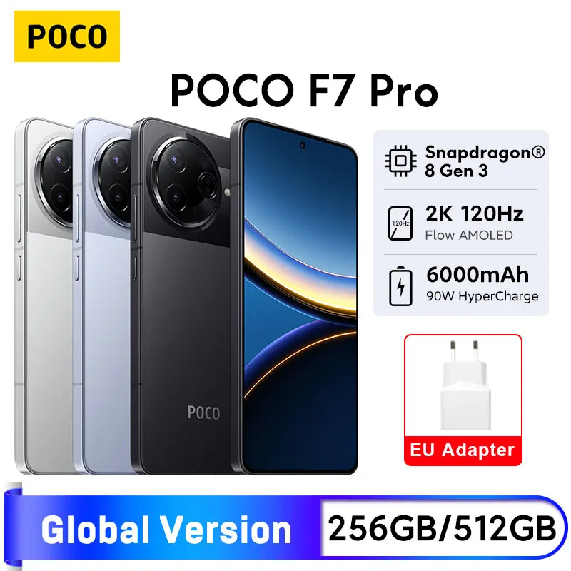 POCO F7 Pro 5G Smartphone versión Global, Snapdragon, nuevo®8 Gen 3 Cámara dual de 50MP con OIS 90W HyperCharge, batería de 6000mAh, NFC