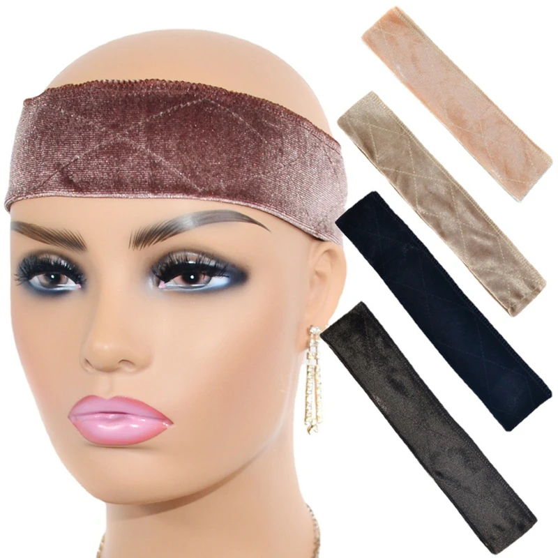 Banda de agarre de peluca ajustable para encaje frontal, diademas de agarre de Peluca de terciopelo antideslizante para mujeres, mantiene las pelucas en su lugar, 1PC