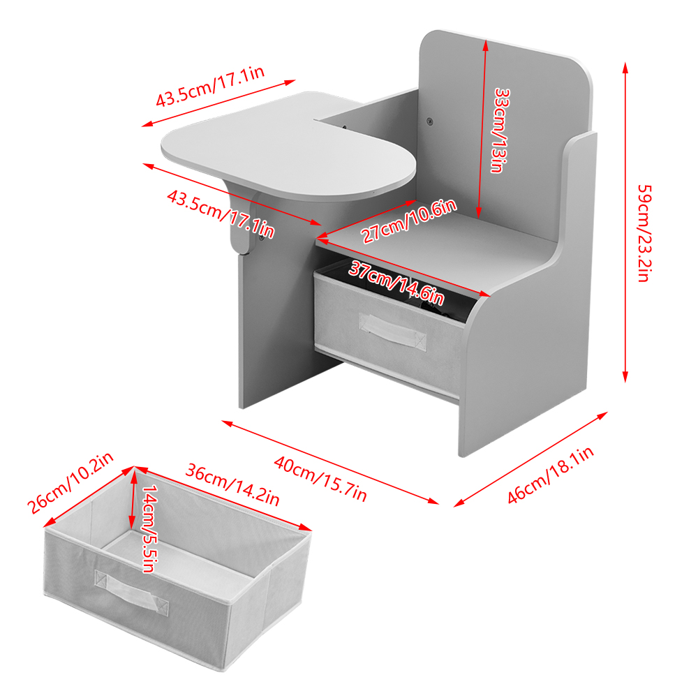 BonChoice Kids Table and Chairs with Storage Bin Wooden Toddler Table and Chairs Sets 2 in 1 Children Chair Desk for Study