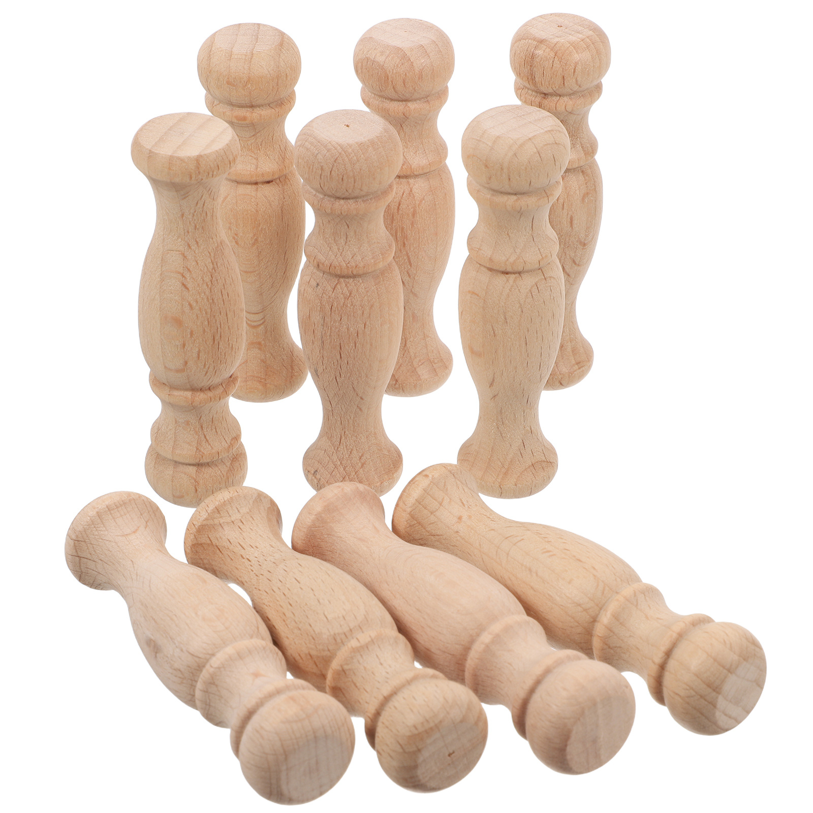 10Pcs Solid Wood Roman Pillars Unfinished Miniature Staircase Spindles Decorative Baluster Railings Garden Courtyard Accent