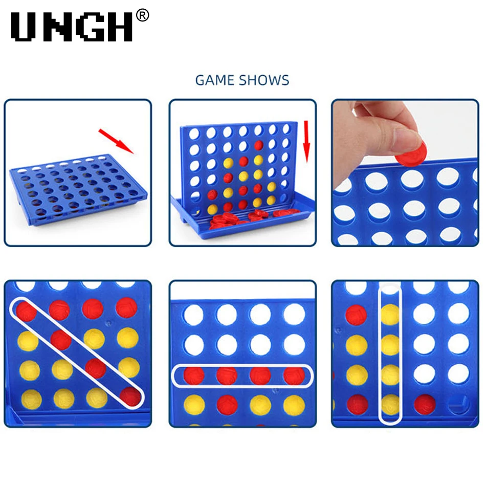 UNGH Four In A Row Bingo Chess Connect Klassisches Familienbrettspiel, lustiges Lernspielzeug für Kinder, Unterhaltungsspiel